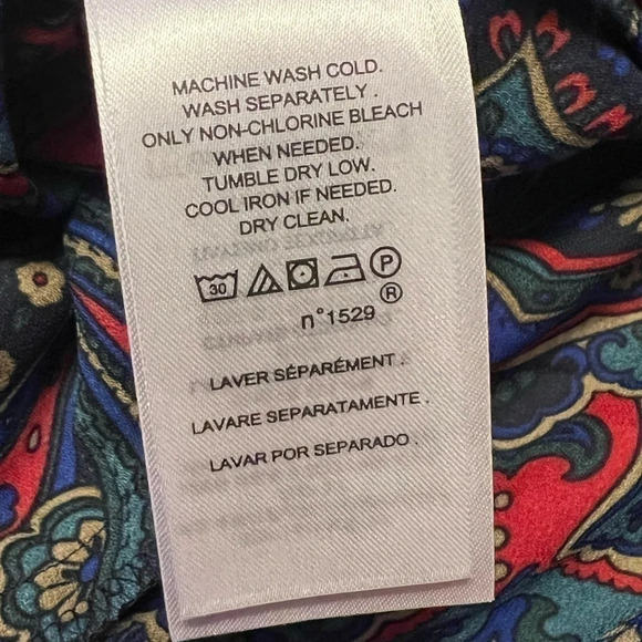 NWT Lauren Ralph Lauren Paisley Georgette Long Sleeve Dress Navy Multi Size 4 - Picture 10 of 10